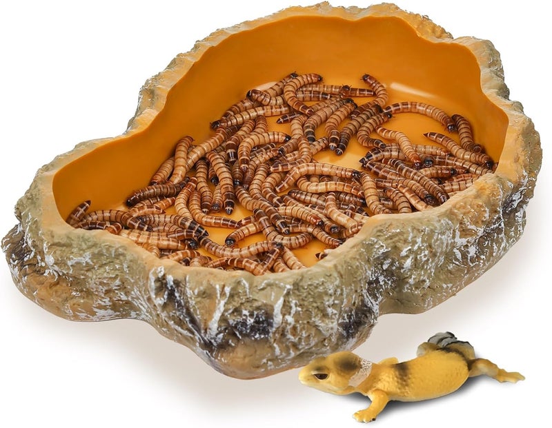 IBWell 8 Inch Reptile Food Dish Escape Proof Reptile Feeding Dish Resin Reptile Water Food Bowl for Bearded Dragon Chameleon Frog Snake Turtle Leopard Gecko - Image 1
